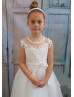 Ivory Lace Gorgeous Long Flower Girl Dress